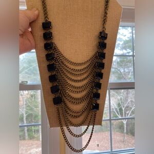 Flowing Chain‎ and Stones Swag Statement Runway Necklace Lane Bryant